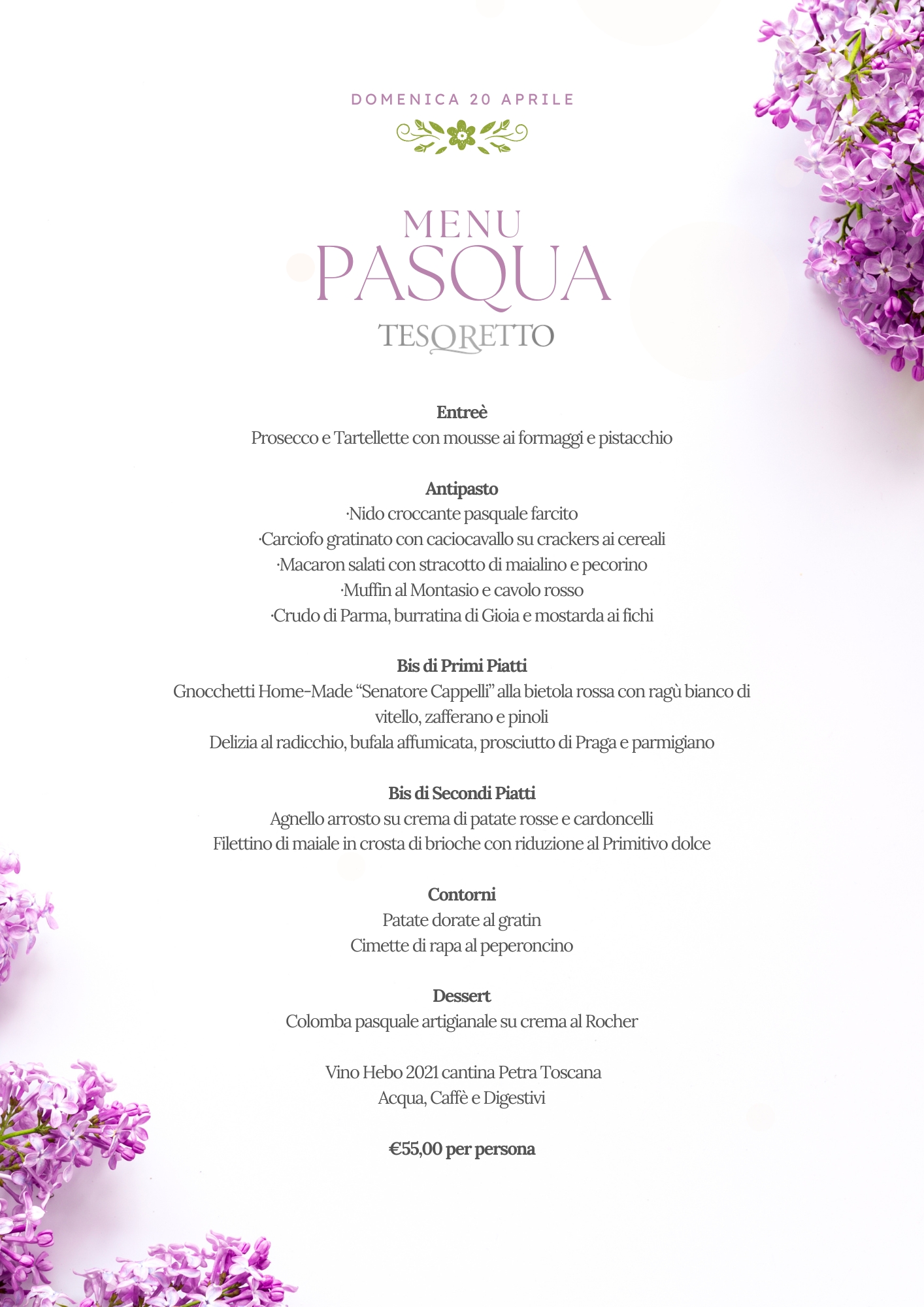Menu’ Pasqua 2025